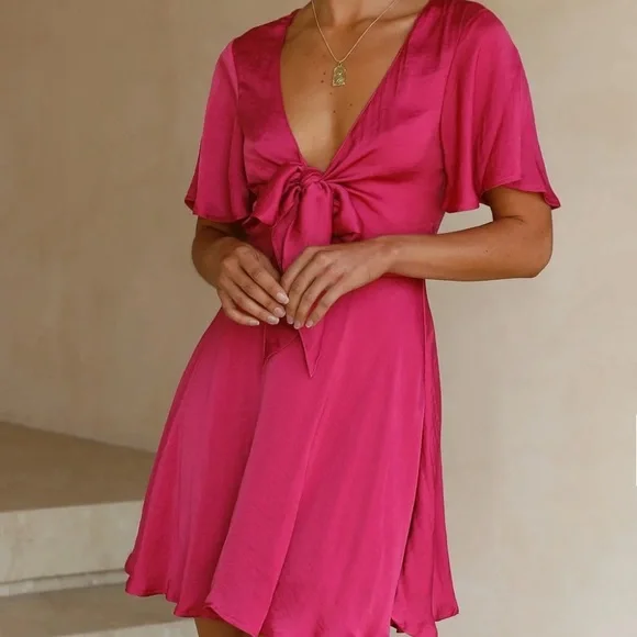 Dresses | Billy J Bright Pink Mini Dress Size Small | Poshmark